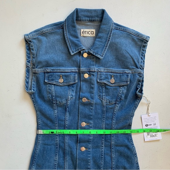 Etica Gabriela Seamed Dress in Cobra Size Small NWT Blue Jean Denim Mini Dress - Picture 15 of 17